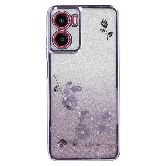 KADEM For Motorola Moto G05 4G / E15 4G Case Flower TPU Flexible Gradient Phone Cover - Purple