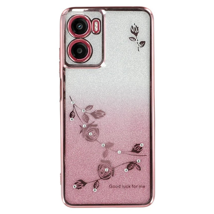 KADEM For Motorola Moto G05 4G / E15 4G Case Flower TPU Flexible Gradient Phone Cover - Rose Gold