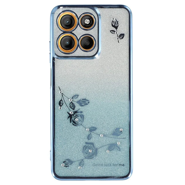 KADEM For Motorola Moto G15 4G / G15 Power 4G Case Flower TPU Flexible Gradient Phone Cover - Blue