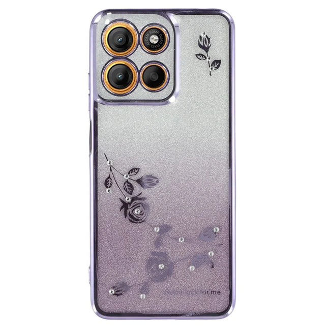 KADEM For Motorola Moto G15 4G / G15 Power 4G Case Flower TPU Flexible Gradient Phone Cover - Purple