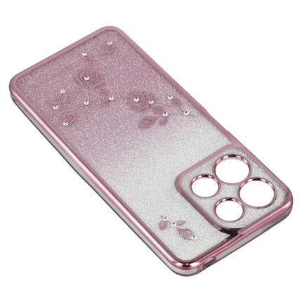 KADEM For Motorola Moto G15 4G / G15 Power 4G Case Flower Pattern TPU Gradient Phone Cover with Lanyards