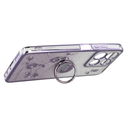 KADEM For Motorola Moto G15 4G / G15 Power 4G Case with Kickstand TPU Flowers Phone Cover Gradient Glitter