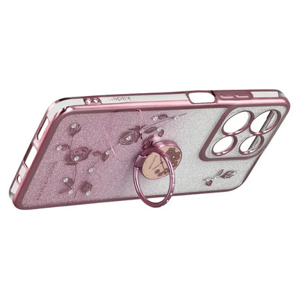 KADEM For Motorola Moto G15 4G / G15 Power 4G Case with Kickstand TPU Flowers Phone Cover Gradient Glitter