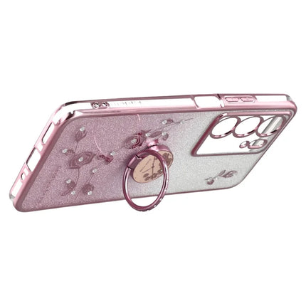 KADEM For Realme C75 Case Ring Kickstand TPU Flowers Phone Cover Gradient Glitter