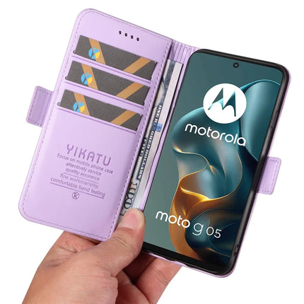 For Motorola Moto G05 4G Wallet Phone Case YIKATU YK-003 Leather Stand Cover -  Light Purple