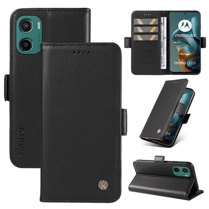 For Motorola Moto G15 4G Wallet Phone Case YIKATU YK-003 Leather Stand Cover -  Black