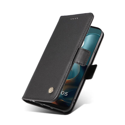 For Motorola Moto G15 4G Wallet Phone Case YIKATU YK-003 Leather Stand Cover -  Black