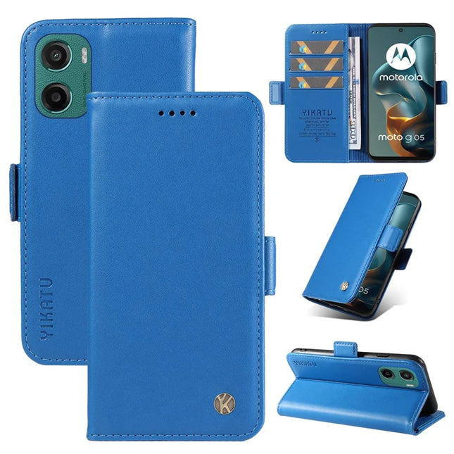 For Motorola Moto G15 4G Wallet Phone Case YIKATU YK-003 Leather Stand Cover - Sky Blue