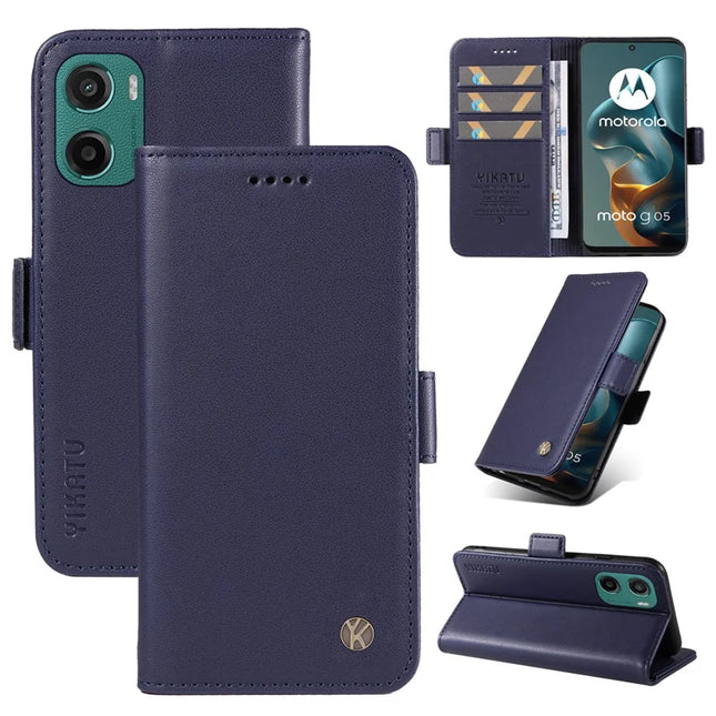 For Motorola Moto G15 4G Wallet Phone Case YIKATU YK-003 Leather Stand Cover - Sapphire