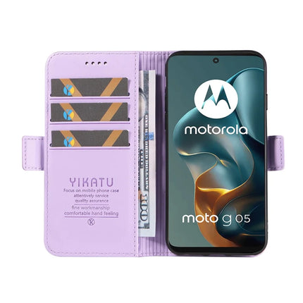 For Motorola Moto G15 4G Wallet Phone Case YIKATU YK-003 Leather Stand Cover -  Light Purple