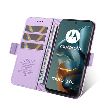 For Motorola Moto G15 4G Wallet Phone Case YIKATU YK-003 Leather Stand Cover -  Light Purple