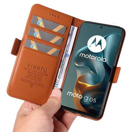 For Motorola Moto G15 4G Wallet Phone Case YIKATU YK-003 Leather Stand Cover