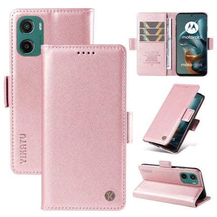 For Motorola Moto G15 4G Wallet Phone Case YIKATU YK-003 Leather Stand Cover - Rose Gold