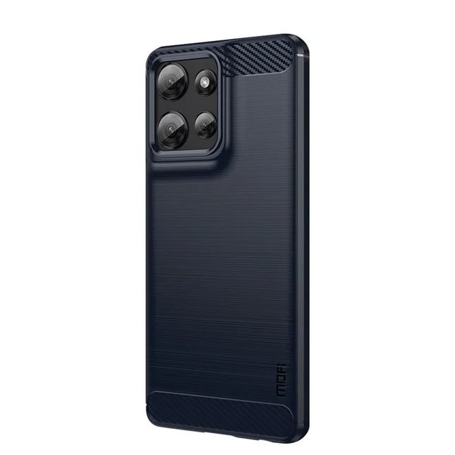 For Motorola Moto G Power (2025) Back Cover MOFI Brushed Texture Carbon Fiber Soft TPU Case - Blue