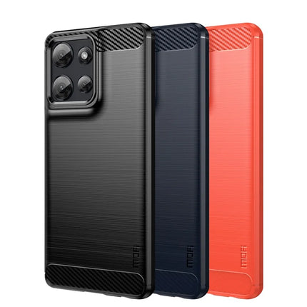 For Motorola Moto G Power (2025) Back Cover MOFI Brushed Texture Carbon Fiber Soft TPU Case