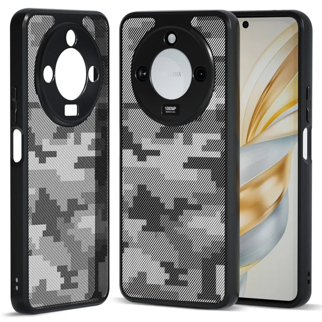 IBMRS For Honor X60 5G Case TPU + PC Heavy Duty Shockproof Phone Cover Camera Protection - Grid Camouflage