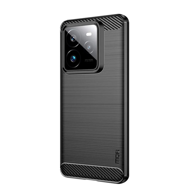 For Realme GT 7 Pro 5G Back Cover MOFI Brushed Texture Carbon Fiber Soft TPU Case - Black