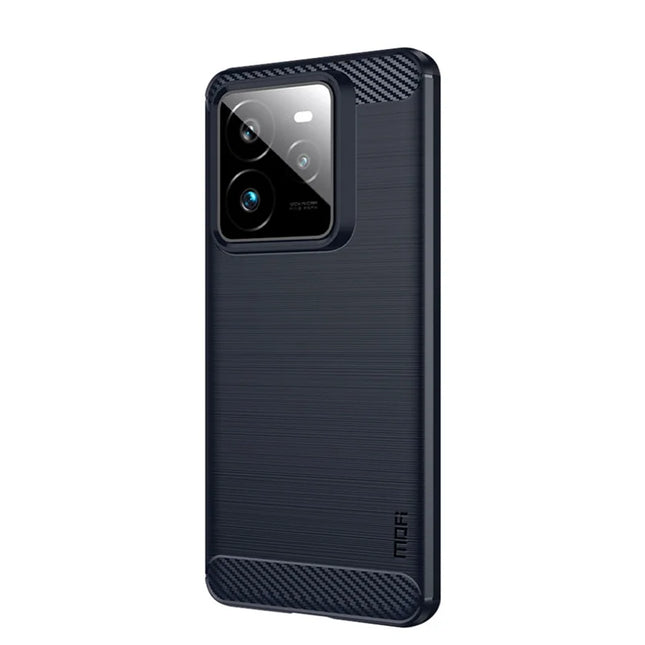 For Realme GT 7 Pro 5G Back Cover MOFI Brushed Texture Carbon Fiber Soft TPU Case - Blue