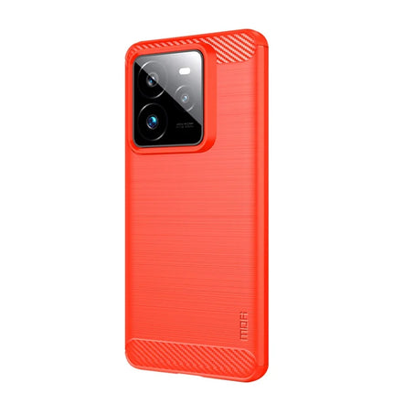 For Realme GT 7 Pro 5G Back Cover MOFI Brushed Texture Carbon Fiber Soft TPU Case - Red