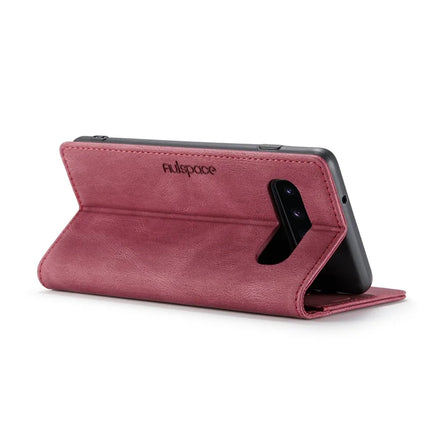 For Samsung Galaxy S10 Plus Wallet Case AUTSPACE A01 Leather Stand Cover with RFID Blocking Card Holder