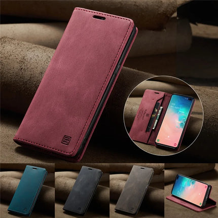 For Samsung Galaxy S10 Plus Wallet Case AUTSPACE A01 Leather Stand Cover with RFID Blocking Card Holder