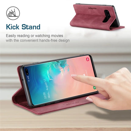 For Samsung Galaxy S10 Plus Wallet Case AUTSPACE A01 Leather Stand Cover with RFID Blocking Card Holder