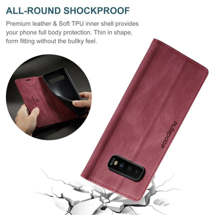 For Samsung Galaxy S10 Plus Wallet Case AUTSPACE A01 Leather Stand Cover with RFID Blocking Card Holder