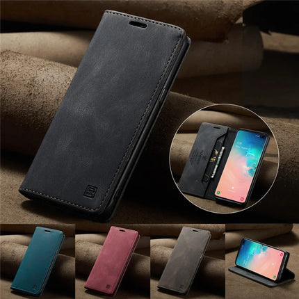 For Samsung Galaxy S10 Plus Wallet Case AUTSPACE A01 Leather Stand Cover with RFID Blocking Card Holder