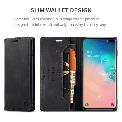 For Samsung Galaxy S10 Plus Wallet Case AUTSPACE A01 Leather Stand Cover with RFID Blocking Card Holder