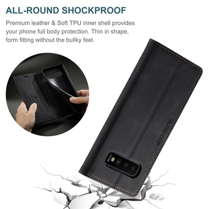 For Samsung Galaxy S10 Plus Wallet Case AUTSPACE A01 Leather Stand Cover with RFID Blocking Card Holder