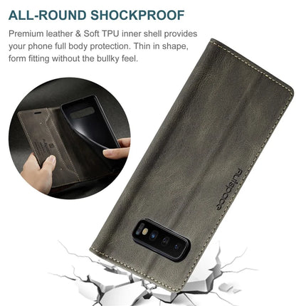 For Samsung Galaxy S10 Plus Wallet Case AUTSPACE A01 Leather Stand Cover with RFID Blocking Card Holder