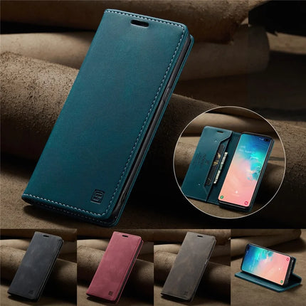 For Samsung Galaxy S10 Plus Wallet Case AUTSPACE A01 Leather Stand Cover with RFID Blocking Card Holder