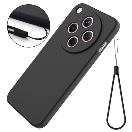 For Oppo Find X8 5G Liquid Silicone Case Phone Back Cover with Hand Strap