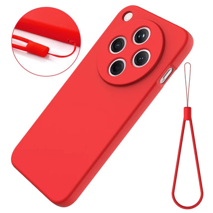 For Oppo Find X8 5G Liquid Silicone Case Phone Back Cover with Hand Strap