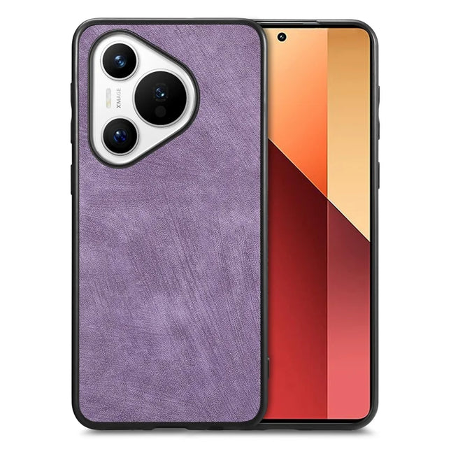 For Huawei Pura 70 Case Shockproof Slim Retro Leather Phone Back Cover - Purple