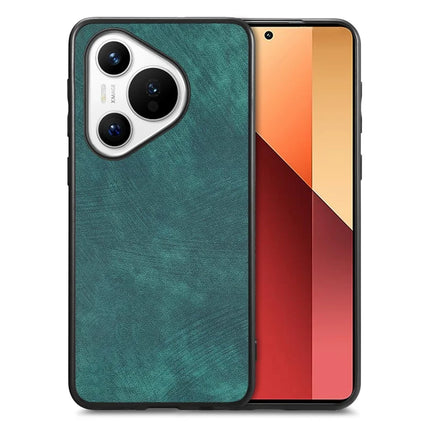 For Huawei Pura 70 Case Shockproof Slim Retro Leather Phone Back Cover - Green