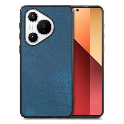 For Huawei Pura 70 Case Shockproof Slim Retro Leather Phone Back Cover - Blue