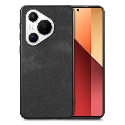 For Huawei Pura 70 Case Shockproof Slim Retro Leather Phone Back Cover - Black