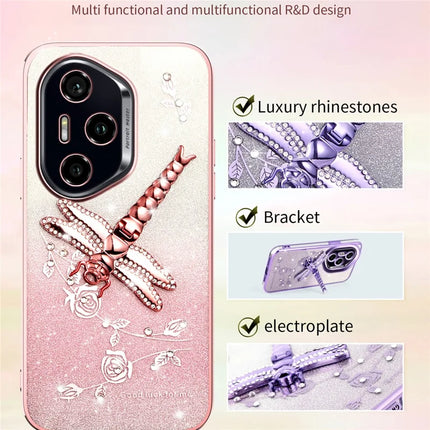 KADEM For Honor 300 Pro Case Dragonfly Kickstand TPU Flowers Glitter Phone Cover