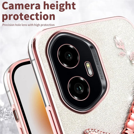 KADEM For Honor 300 Case Dragonfly Kickstand TPU Flowers Glitter Phone Cover