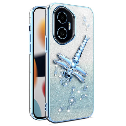 KADEM For Honor 300 Case Dragonfly Kickstand TPU Flowers Glitter Phone Cover - Blue