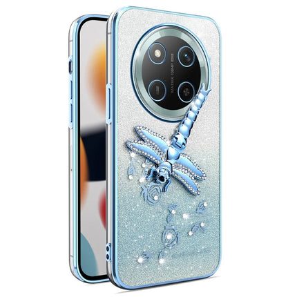 KADEM For Honor X60 Pro 5G Case Dragonfly Kickstand TPU Flowers Glitter Phone Cover - Blue