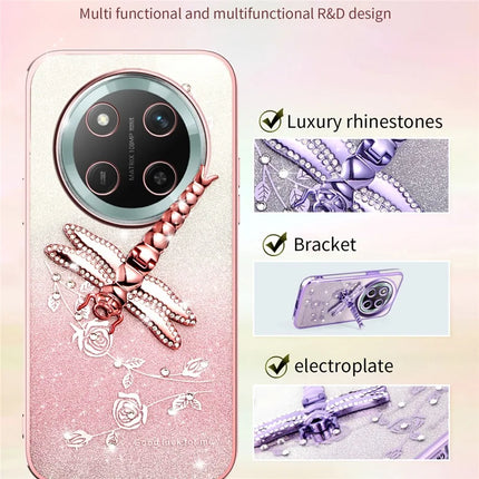KADEM For Honor X60 Pro 5G Case Dragonfly Kickstand TPU Flowers Glitter Phone Cover