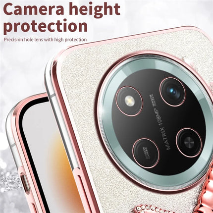KADEM For Honor X60 Pro 5G Case Dragonfly Kickstand TPU Flowers Glitter Phone Cover