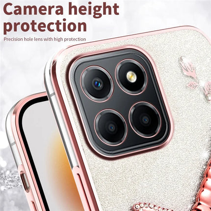 KADEM For Honor X8 5G Case Dragonfly Kickstand TPU Flowers Glitter Phone Cover