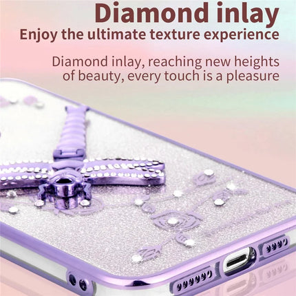 KADEM For Honor X8 5G Case Dragonfly Kickstand TPU Flowers Glitter Phone Cover