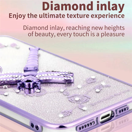 KADEM For Honor X7b 4G / 90 Smart Case Dragonfly Kickstand TPU Flowers Glitter Phone Cover