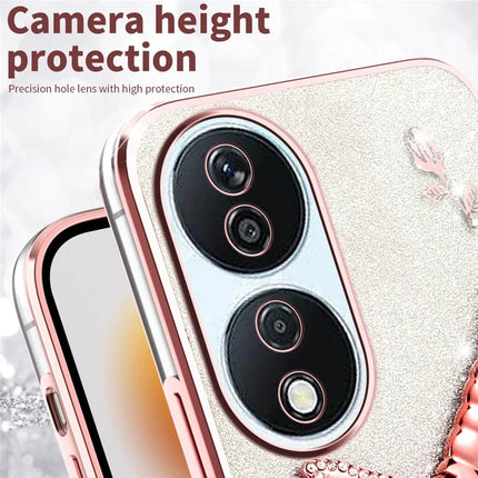 KADEM For Honor X7b 4G / 90 Smart Case Dragonfly Kickstand TPU Flowers Glitter Phone Cover