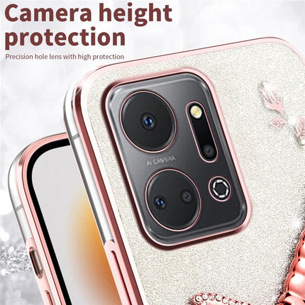 KADEM For Honor X7a 4G Case Dragonfly Kickstand TPU Flowers Glitter Phone Cover