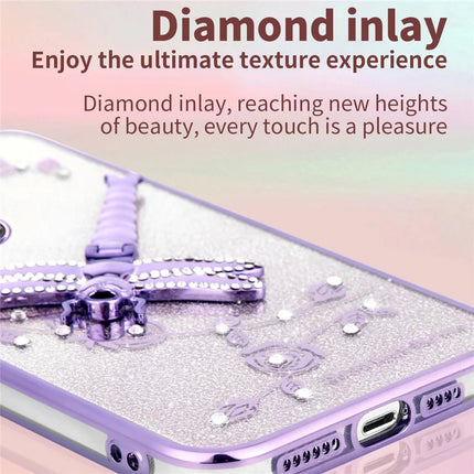 KADEM For Honor X7a 4G Case Dragonfly Kickstand TPU Flowers Glitter Phone Cover